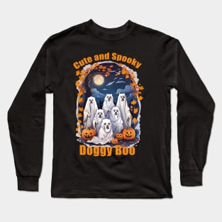 Cute and spoky, doggy BOO! dog halloween outfit Long Sleeve T-Shirt